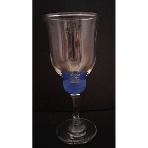One Tulip Cobalt Blue Ball Stemmed Wine Glasses 7"X3"